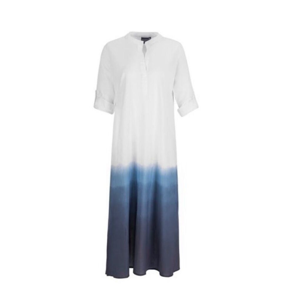 Madison Mathews Tie Dye Midi Dress 100% Cotton Kaftan